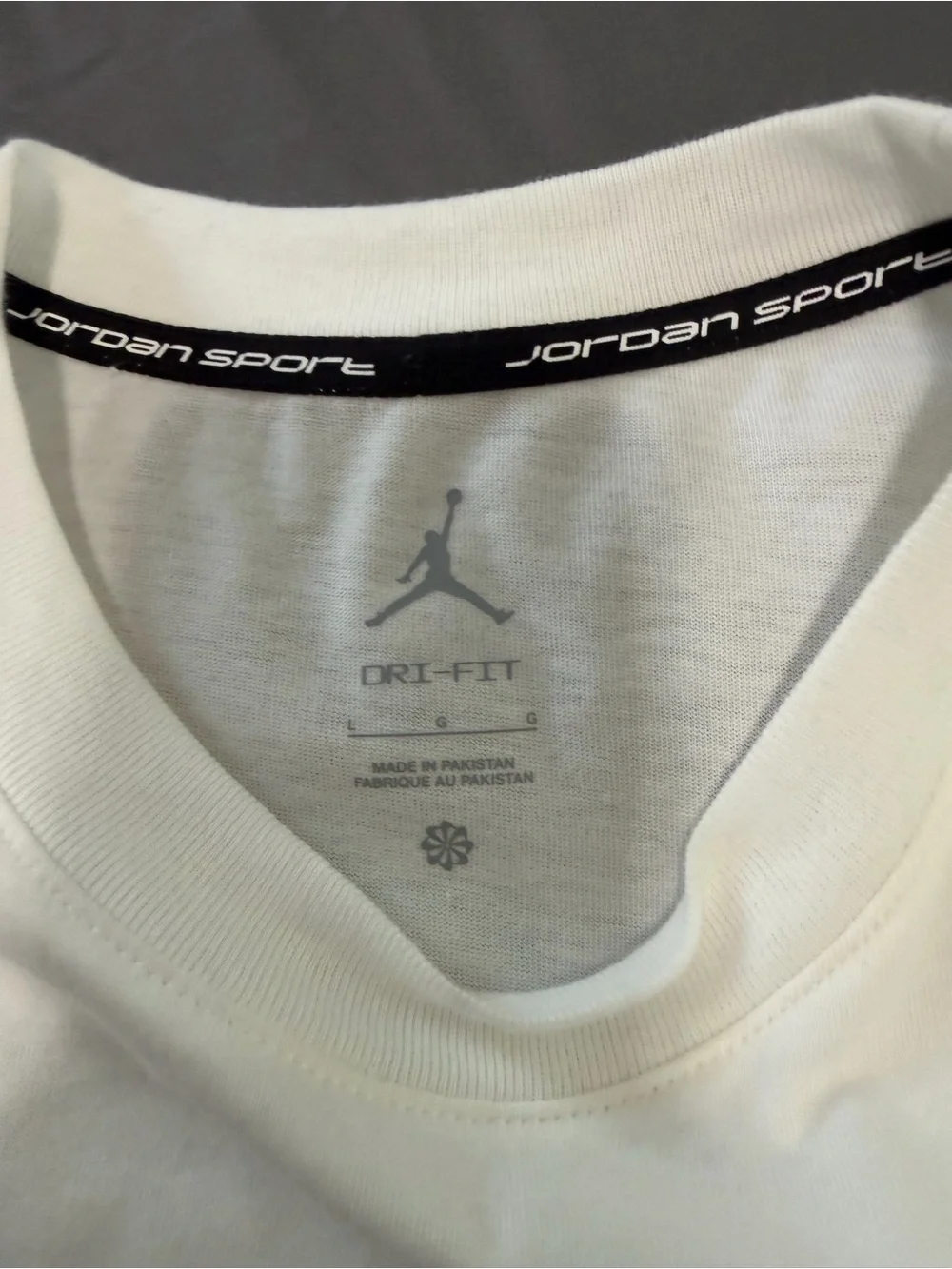 Jordan White Long-Sleeve Tee with Black Face Graphic and Purple/Blue Airbrush